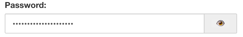 Example of input box for passwords with hidden password