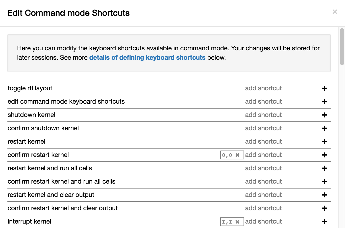 keyboard shortcuts