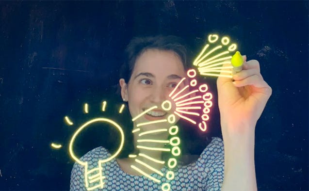 Lucy D’Agostino McGowan demonstrating her DIY light board