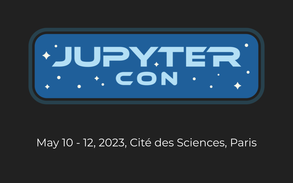 JupyterCon conference logo with subtitle “May 10–12, 2023, Cité des Sciences, Paris”