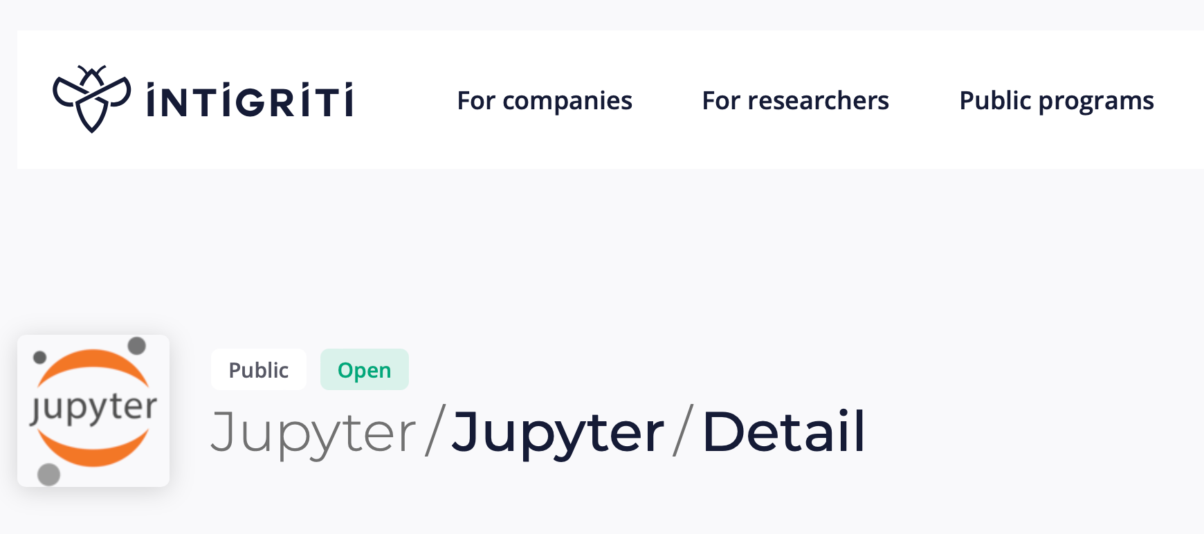 Screenshot showing the bug bounty program description on the Intigriti site.