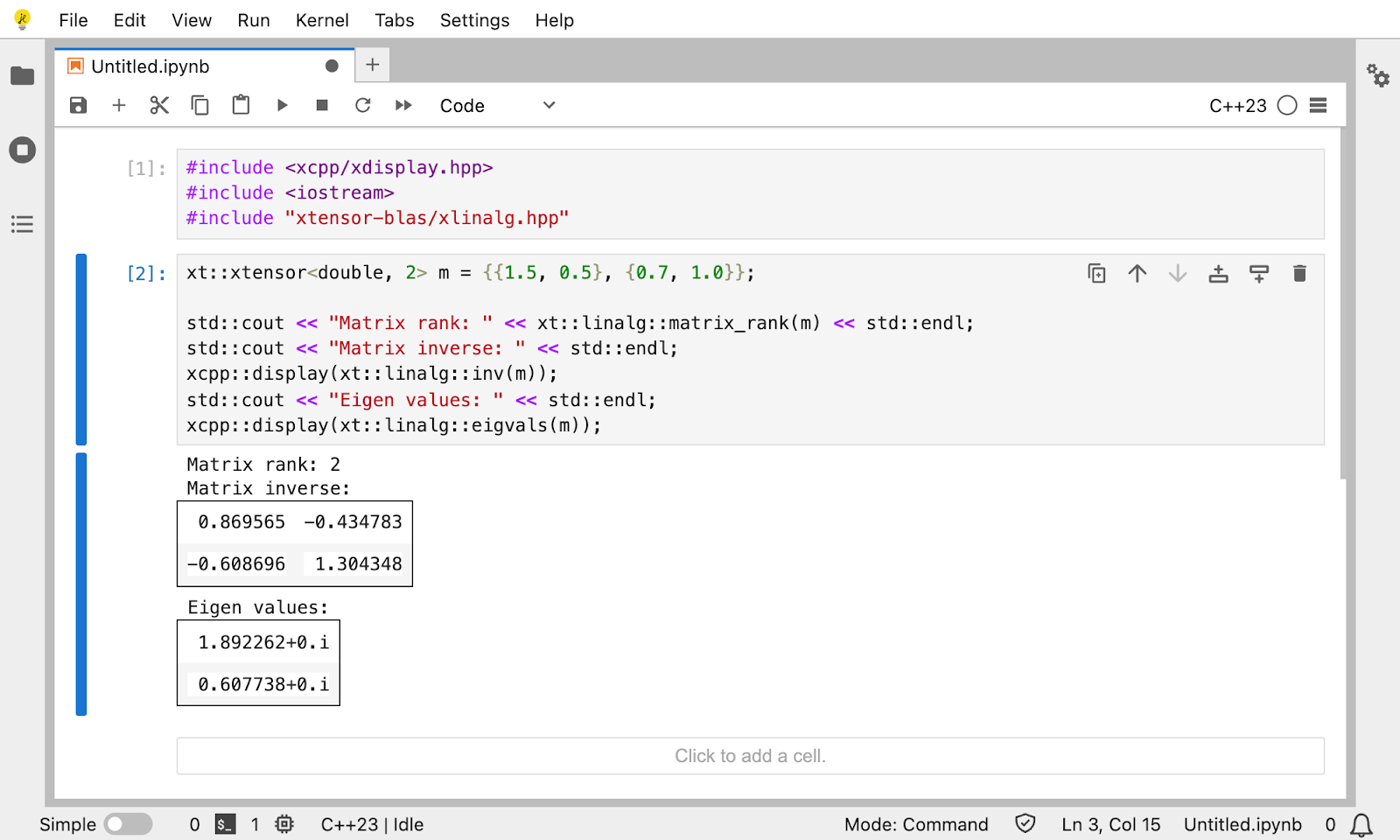 JupyterLite used in combination with Xtensor-BLAS