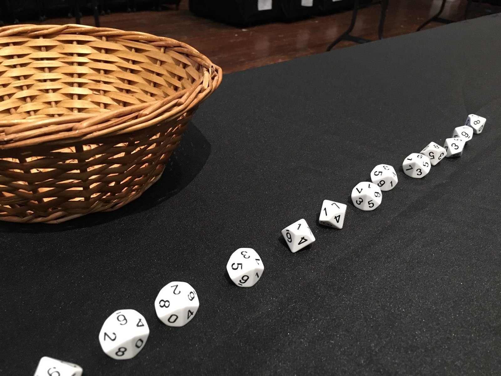 Twenty 10-sided dice were rolled to select the seed for the pseudo-random number generator.