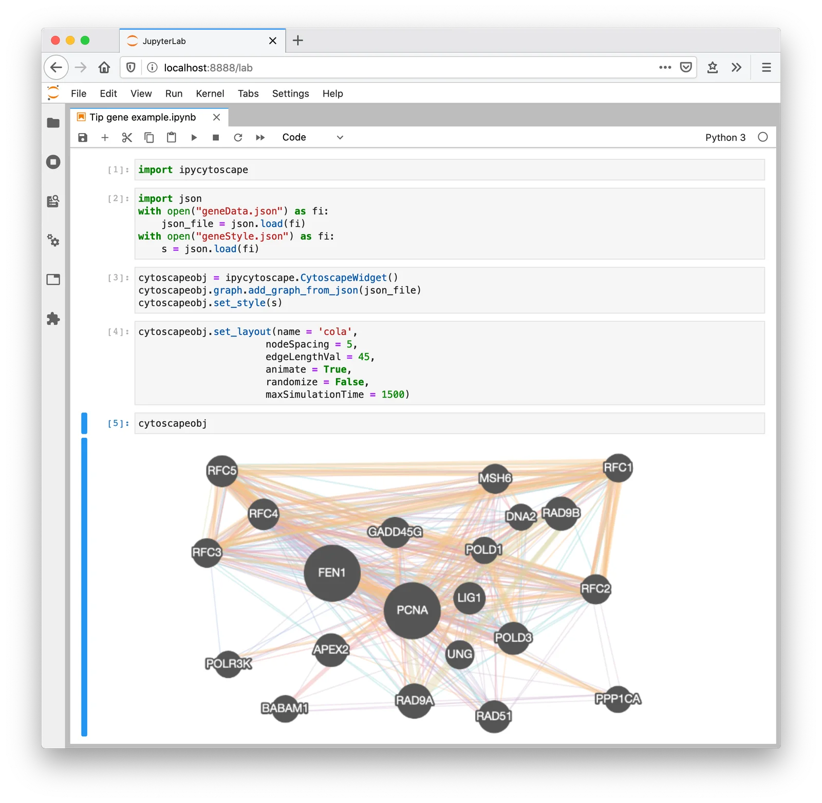 Gene visualization in ipycytoscape
