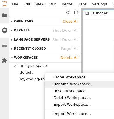 JupyterLab 44.2 Workspaces Sidebar
