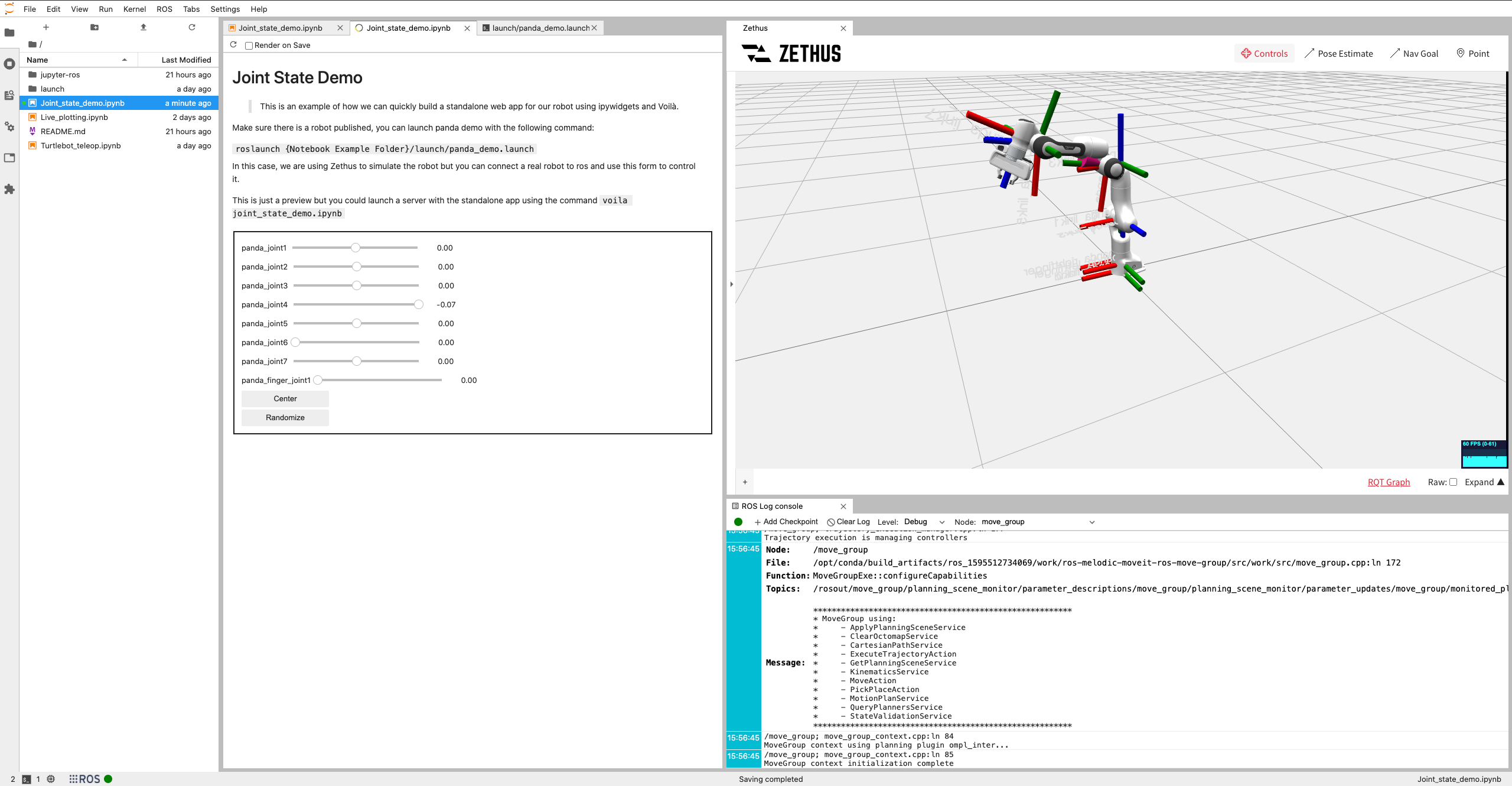 JupyterLab-ROS with Voilà to quickly make a standalone web app