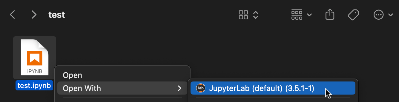 Right click menu on notebook file