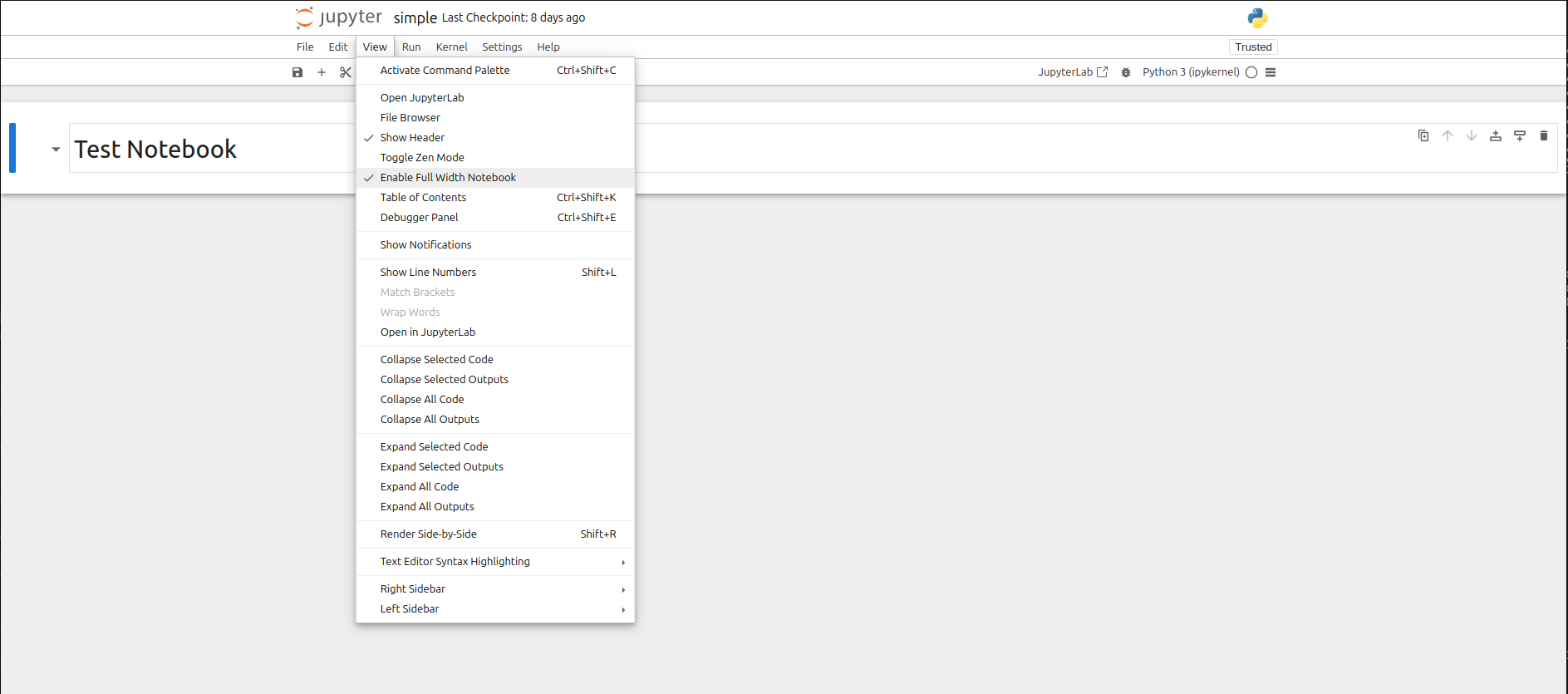 Full width notebook in Jupyter Notebook 7.3