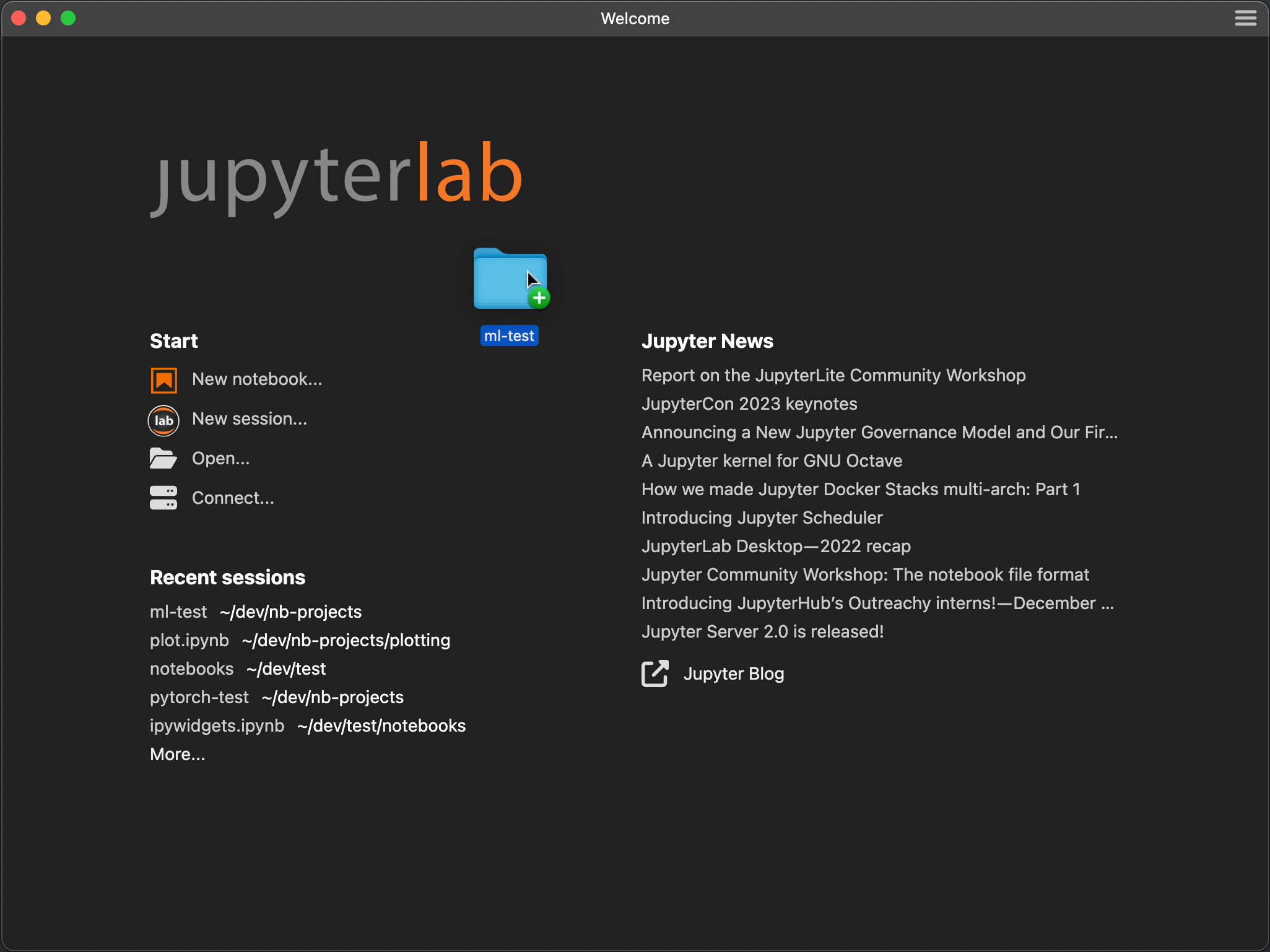 Drag and drop folder to create session