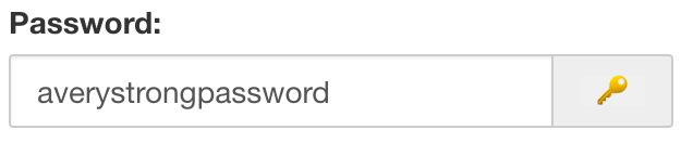 Example of input box for passwords with hidden password (left) and open text password (right)