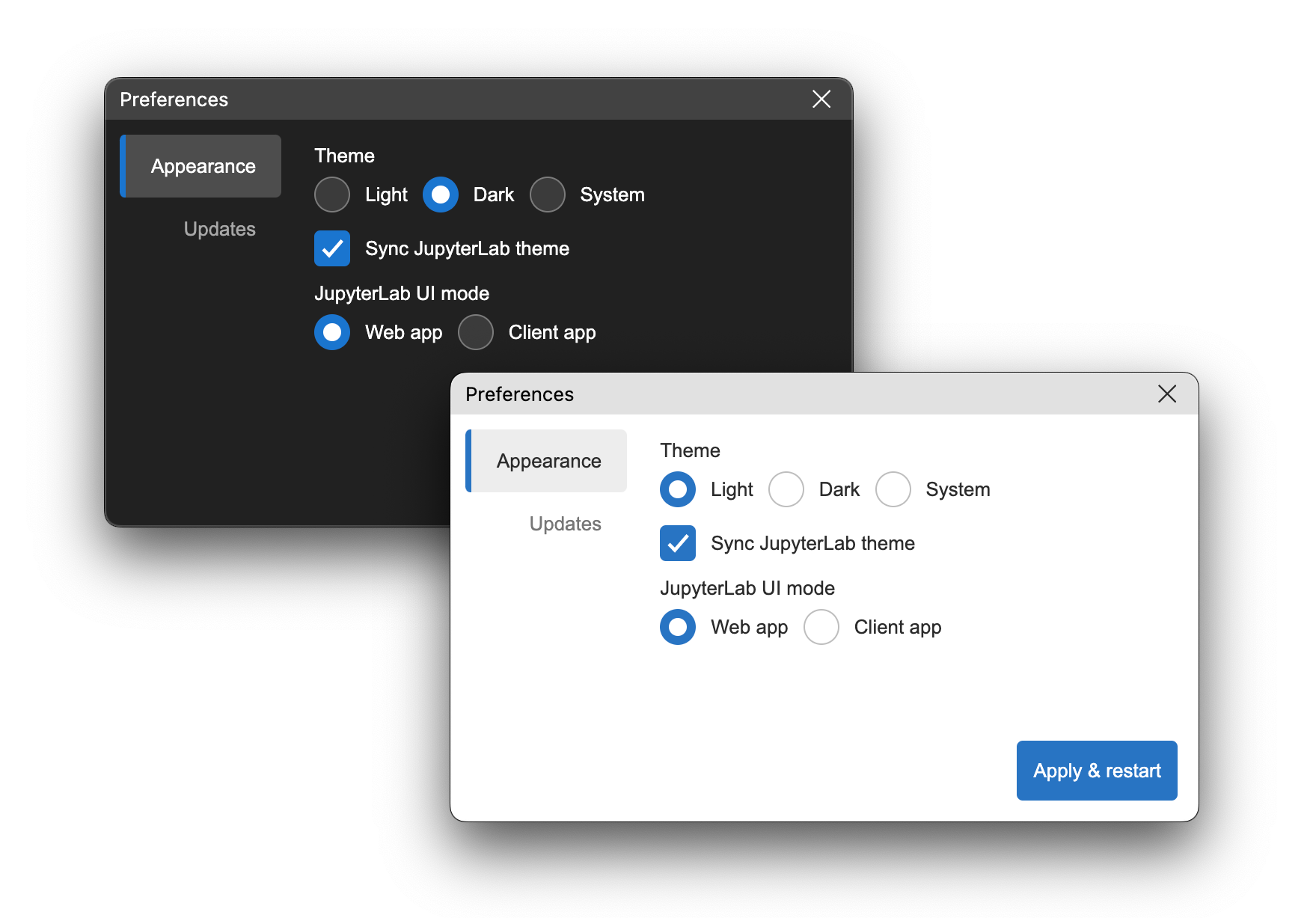 Theme applied to dialogs